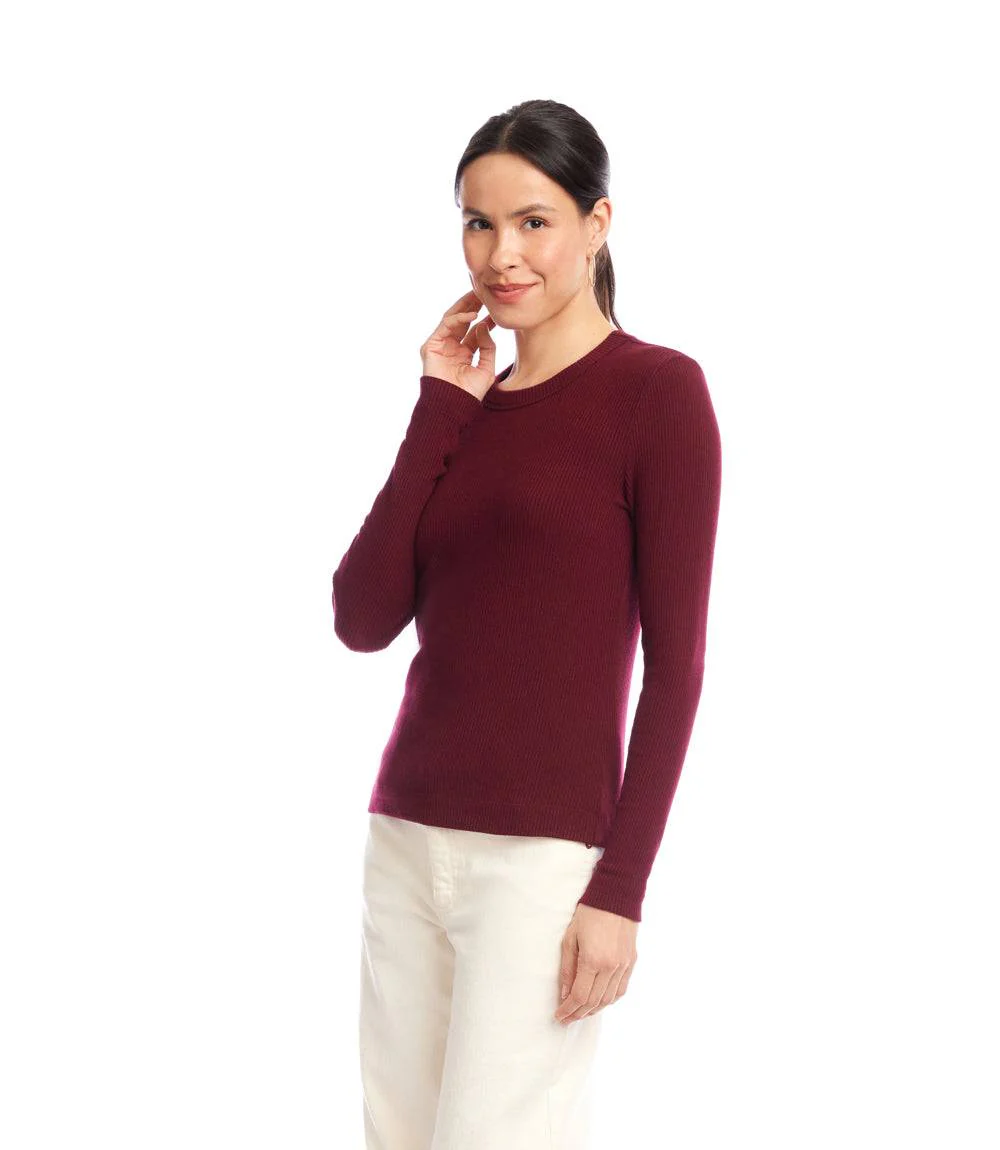 Long Sleeve Ribbed Crewneck Top - Image 3