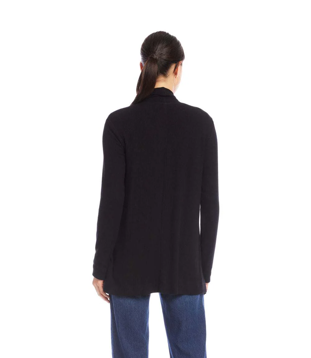 Long Sleeve Ribbed Drape Front Cardigan - Image 5