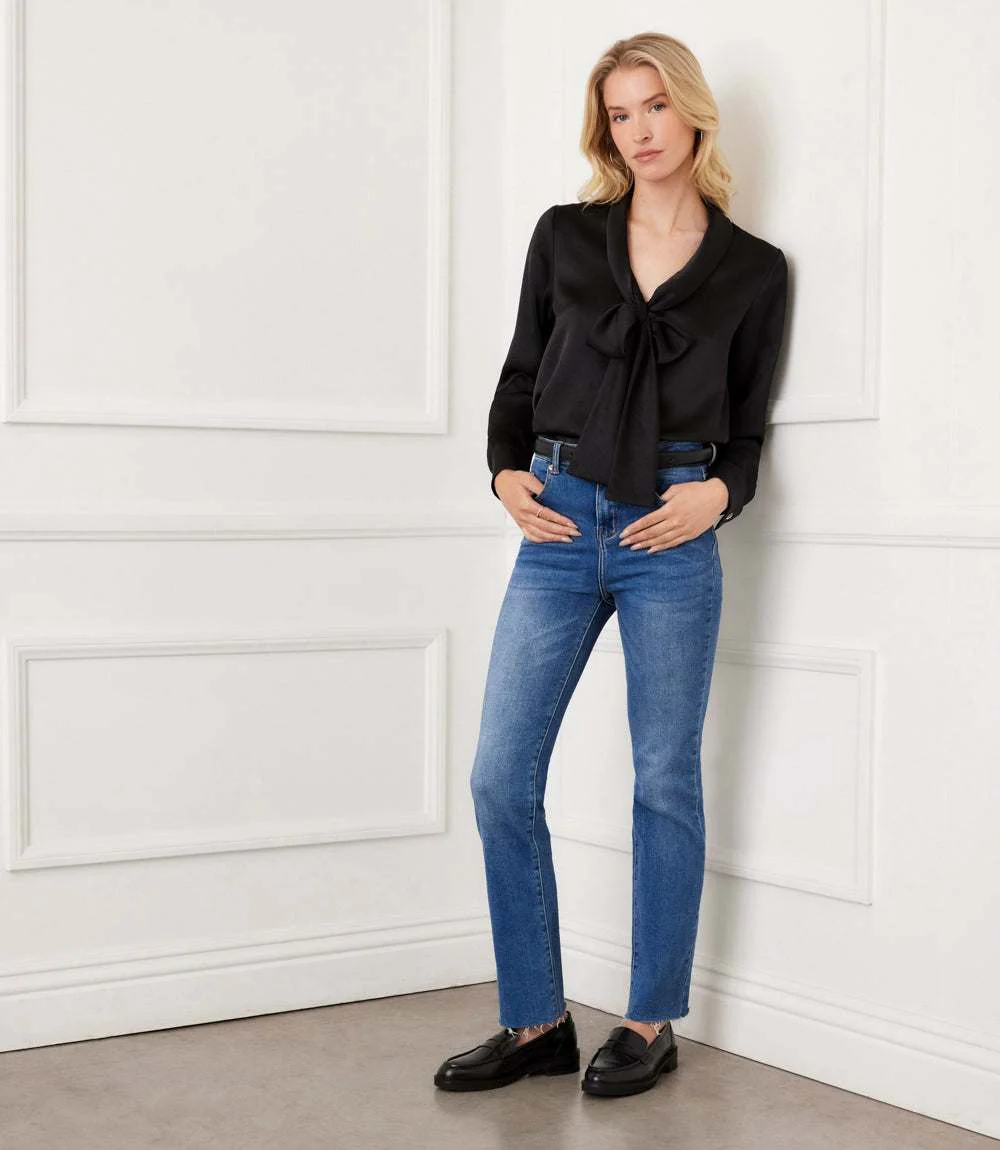 Long Sleeve Satin Bow Top - Image 7
