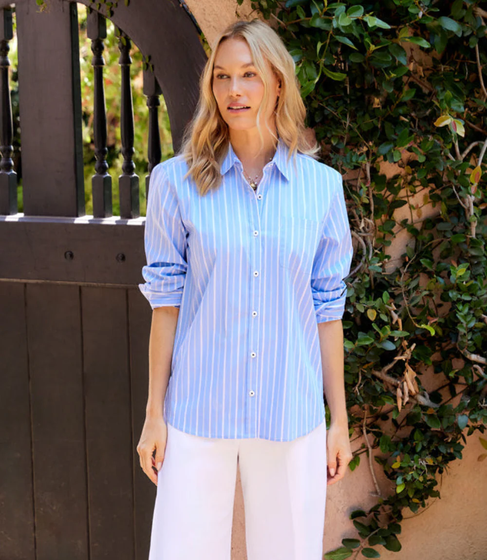 Long Sleeve Stripe Button-Up Shirt
