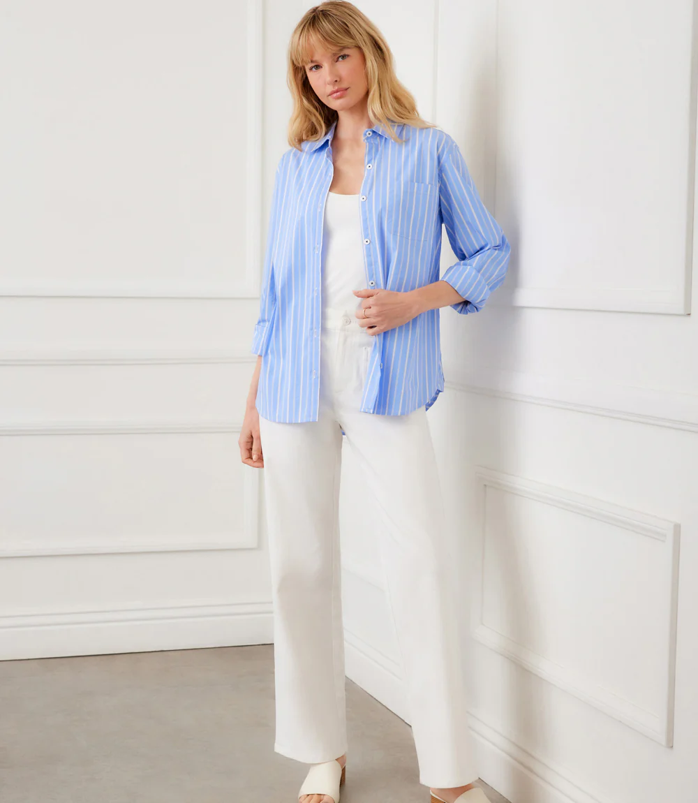 Long Sleeve Stripe Button-Up Shirt - Image 6