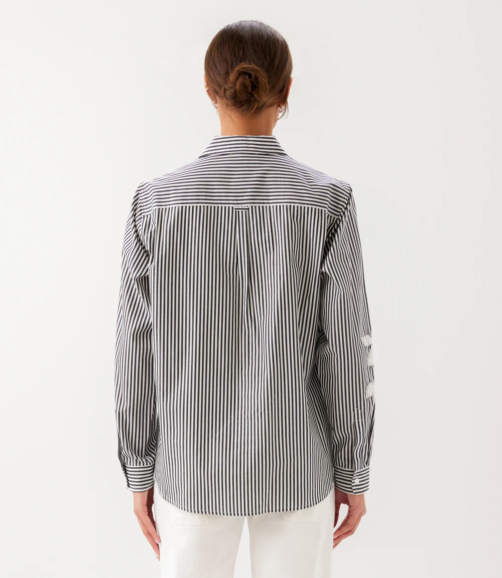 Long Sleeve Stripe Embroidered Shirt - Image 6