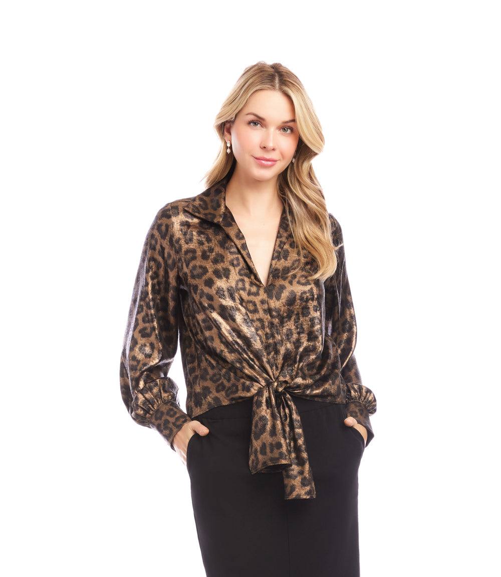 Long Sleeve Tie-Front Top - Image 3