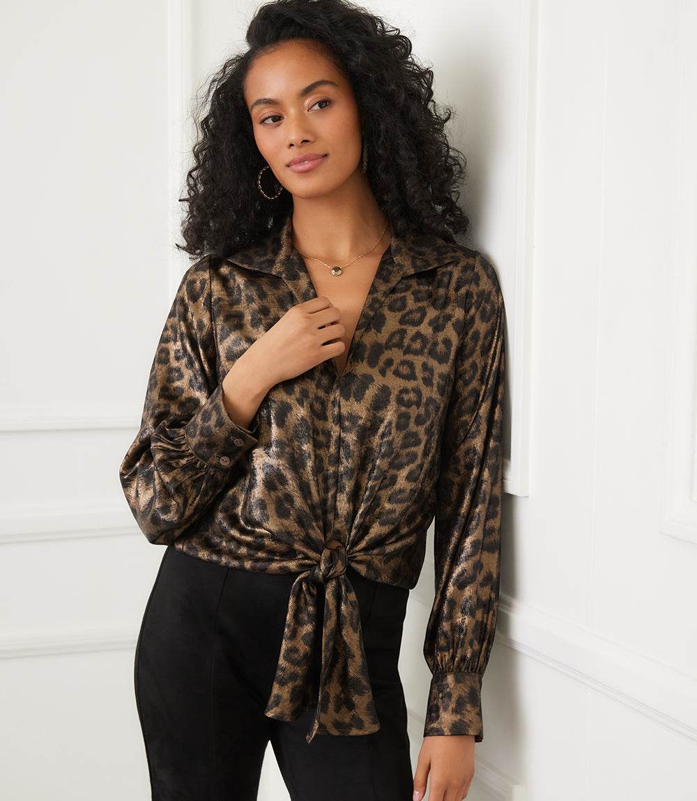 Long Sleeve Tie-Front Top - Image 8
