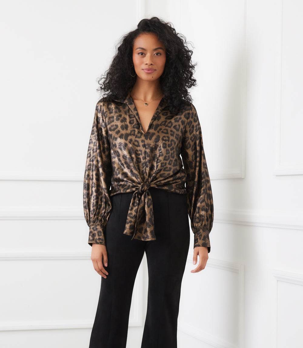 Long Sleeve Tie-Front Top - Image 9