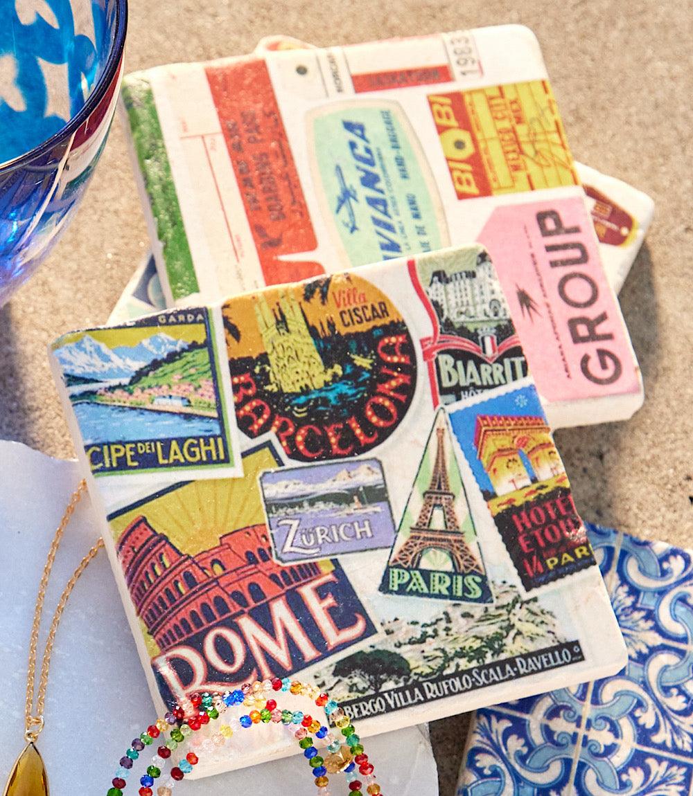 Luggage Tag Marble Coasters, Set Of 4 - Image 3