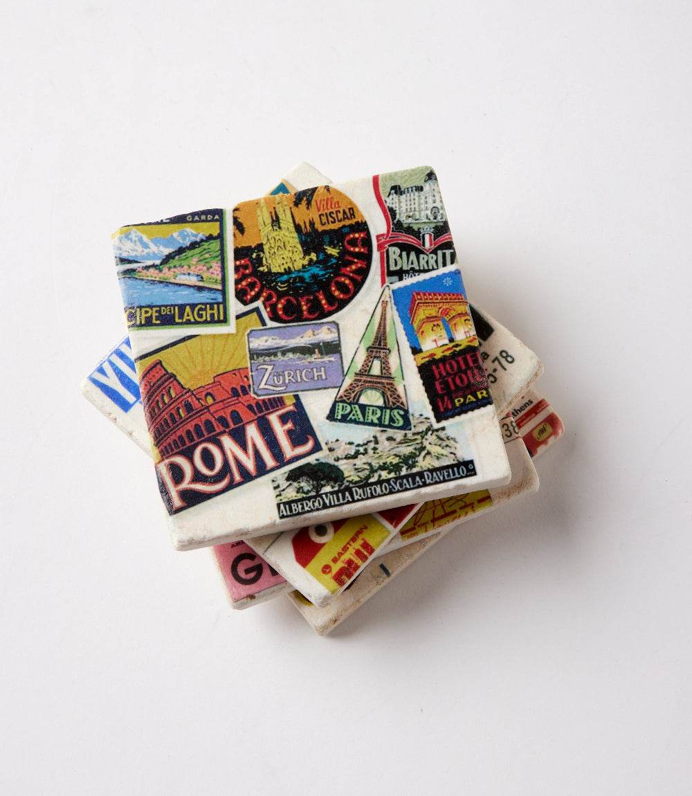 Luggage Tag Marble Coasters, Set Of 4 - Image 4