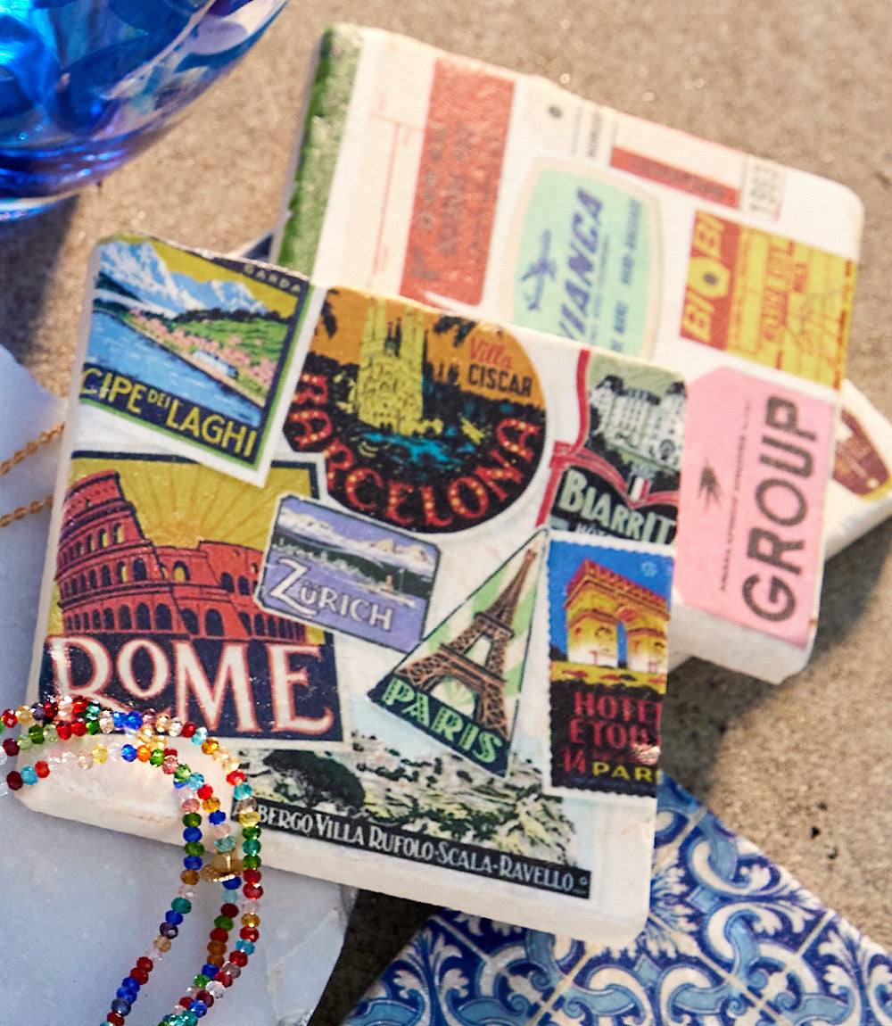 Luggage Tag Marble Coasters, Set Of 4 - Image 5