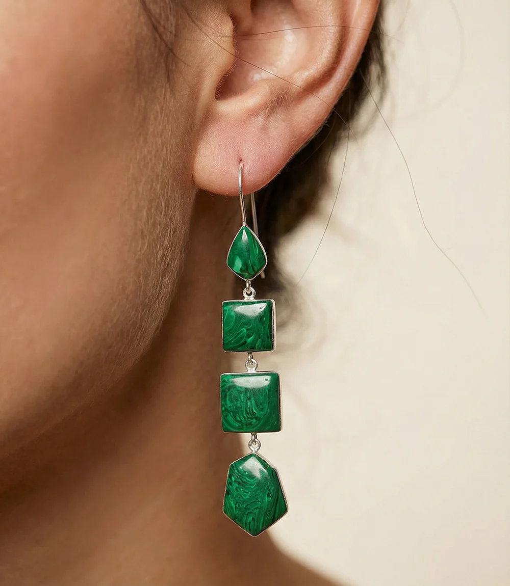 Malachite Statement Earrings - Image 2