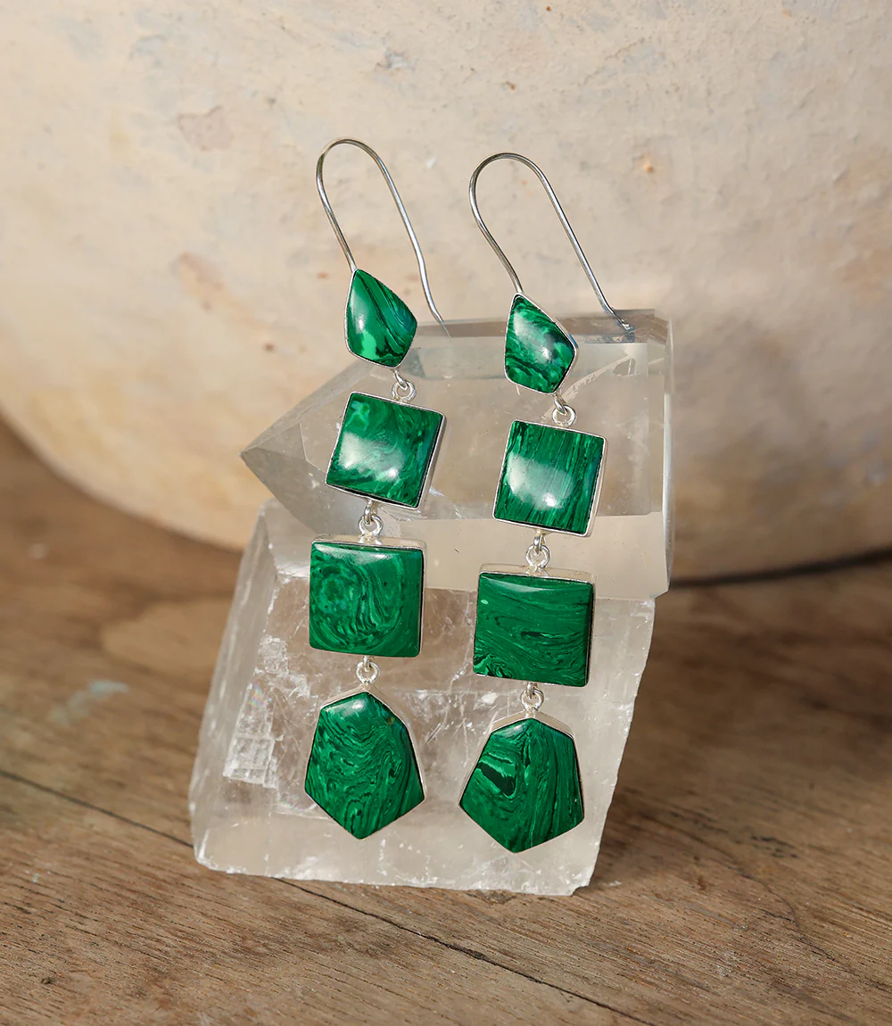 Malachite Statement Earrings - Image 4
