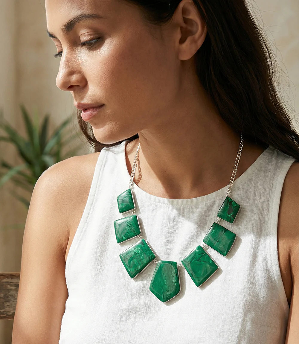 Malachite Statement Necklace - Image 2