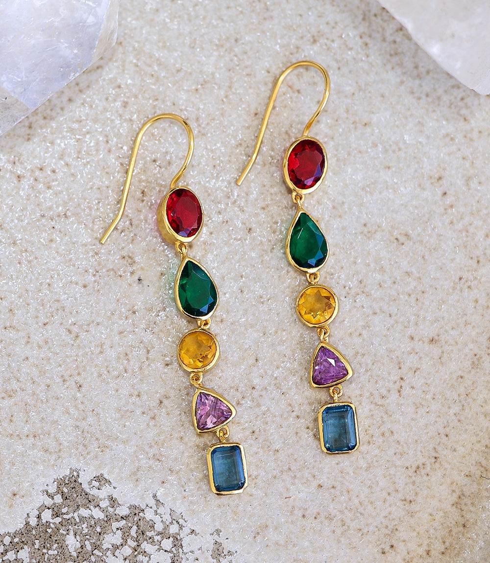 Mixed Gemstone Dangle Earrings - Image 2
