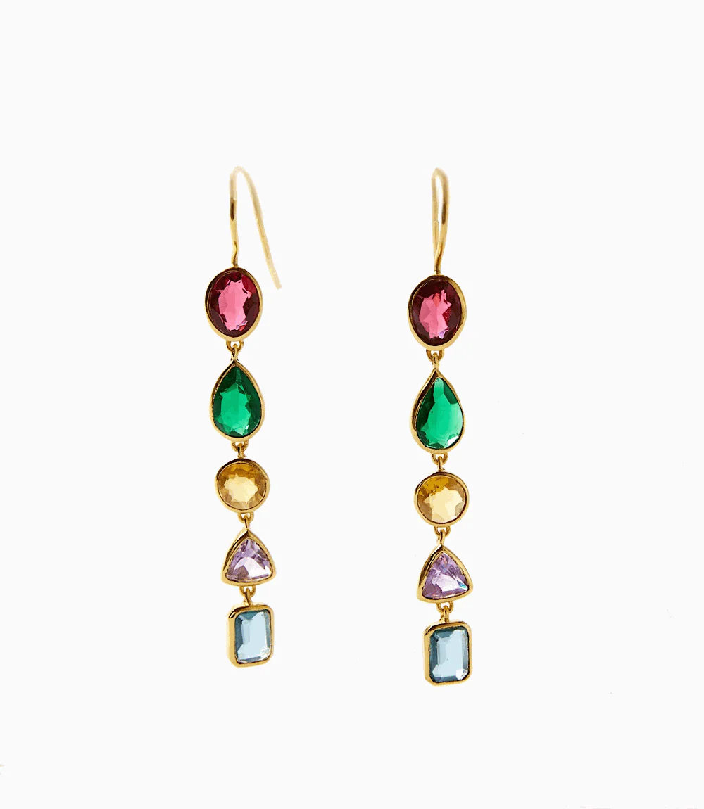 Mixed Gemstone Dangle Earrings - Image 3