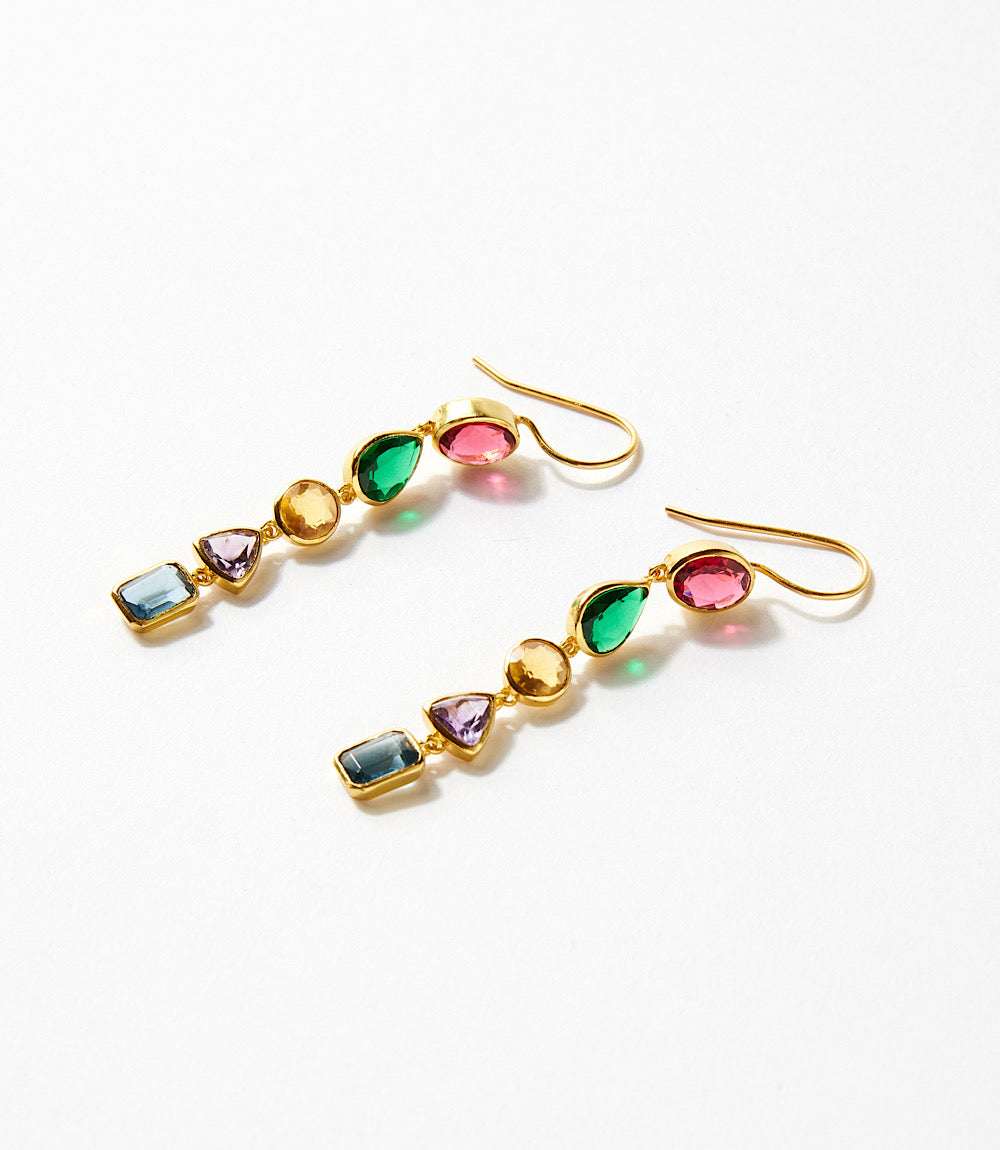 Mixed Gemstone Dangle Earrings - Image 4