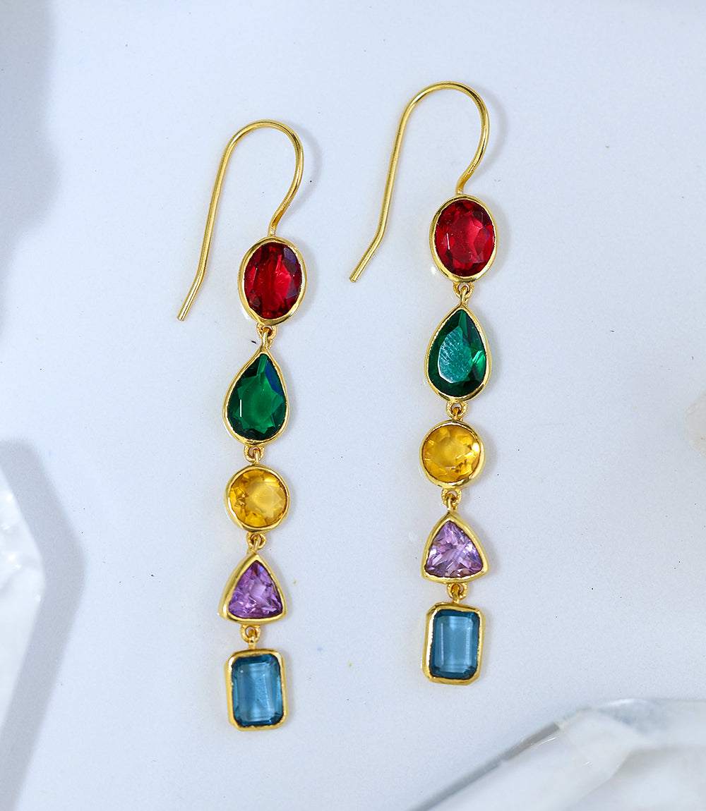 Mixed Gemstone Dangle Earrings - Image 5