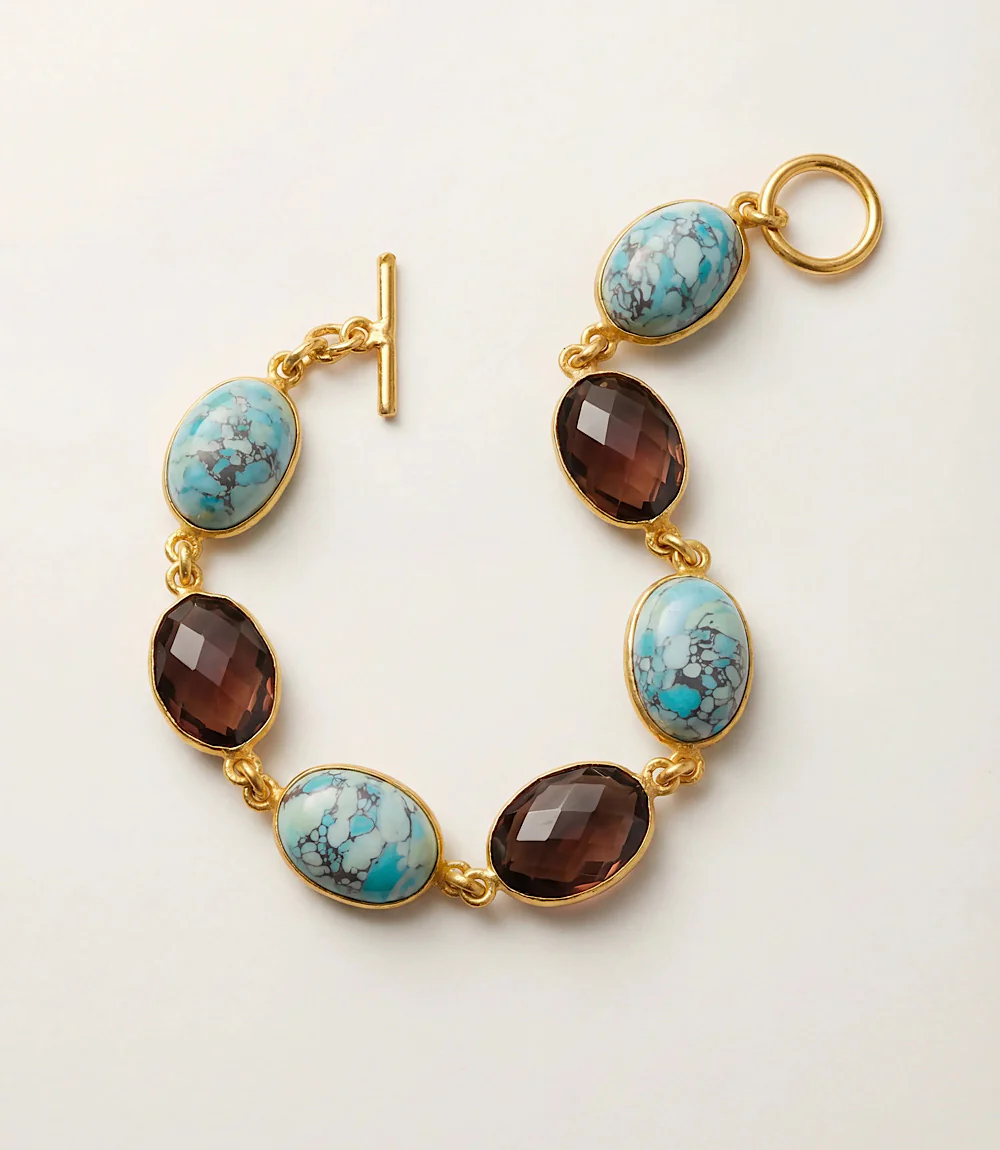 Mixed Turquoise And Gemstone Station Bracelet - Image 2