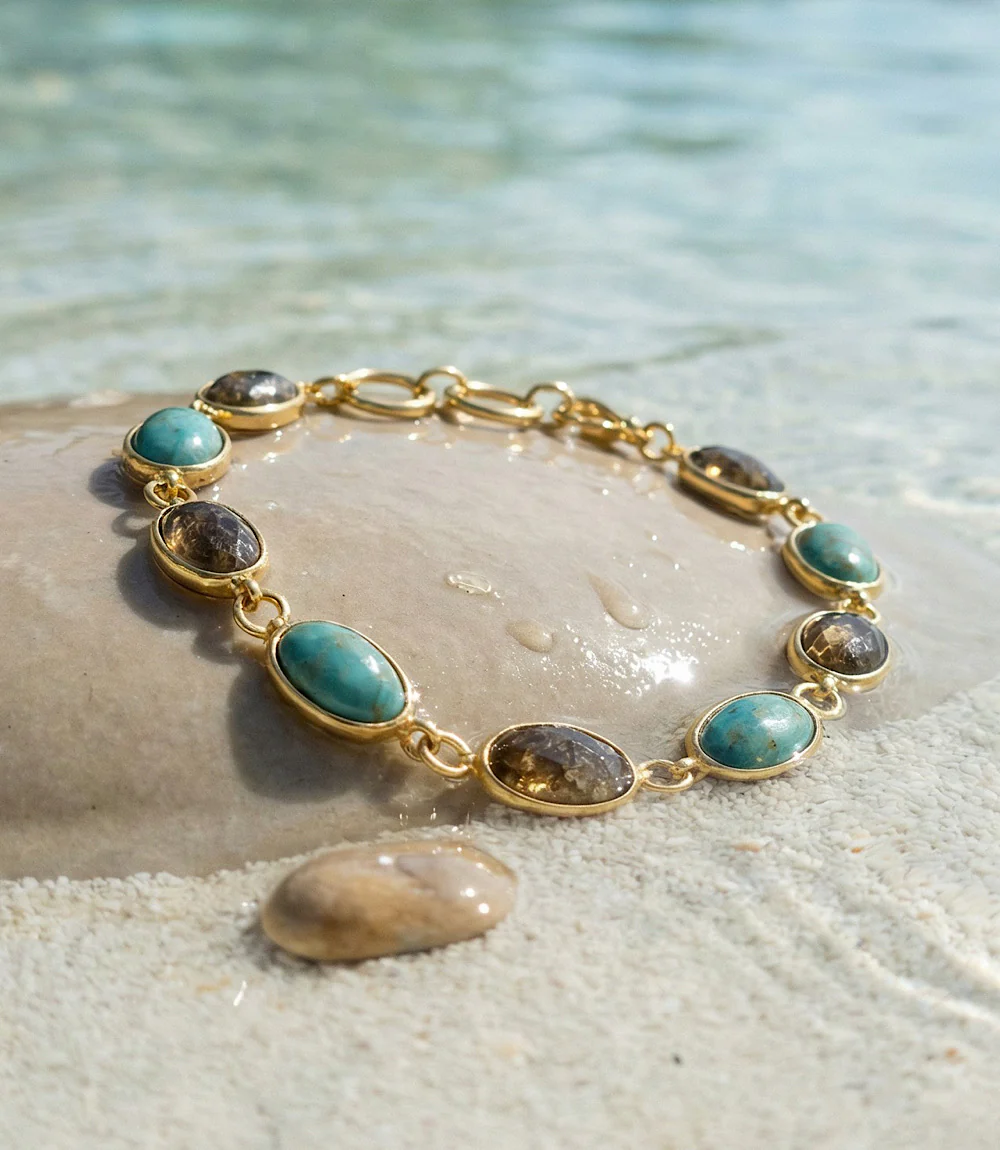 Mixed Turquoise And Gemstone Station Bracelet - Image 3