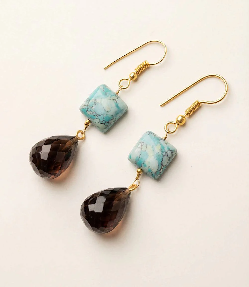 Mixed Turquoise Gemstone Drop Earrings - Image 2