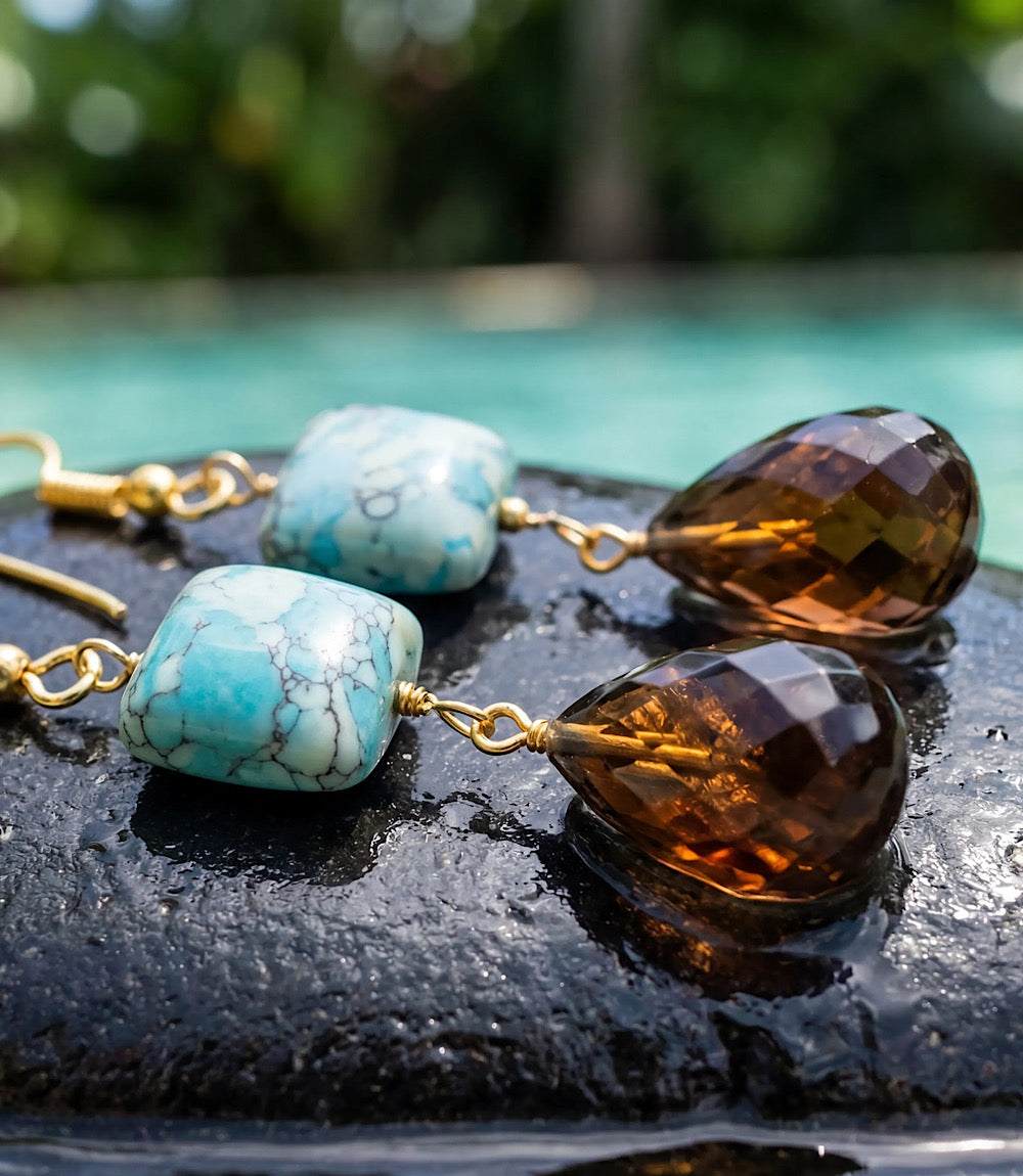 Mixed Turquoise Gemstone Drop Earrings - Image 3
