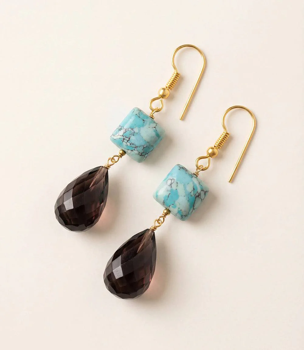 Mixed Turquoise Gemstone Drop Earrings - Image 4
