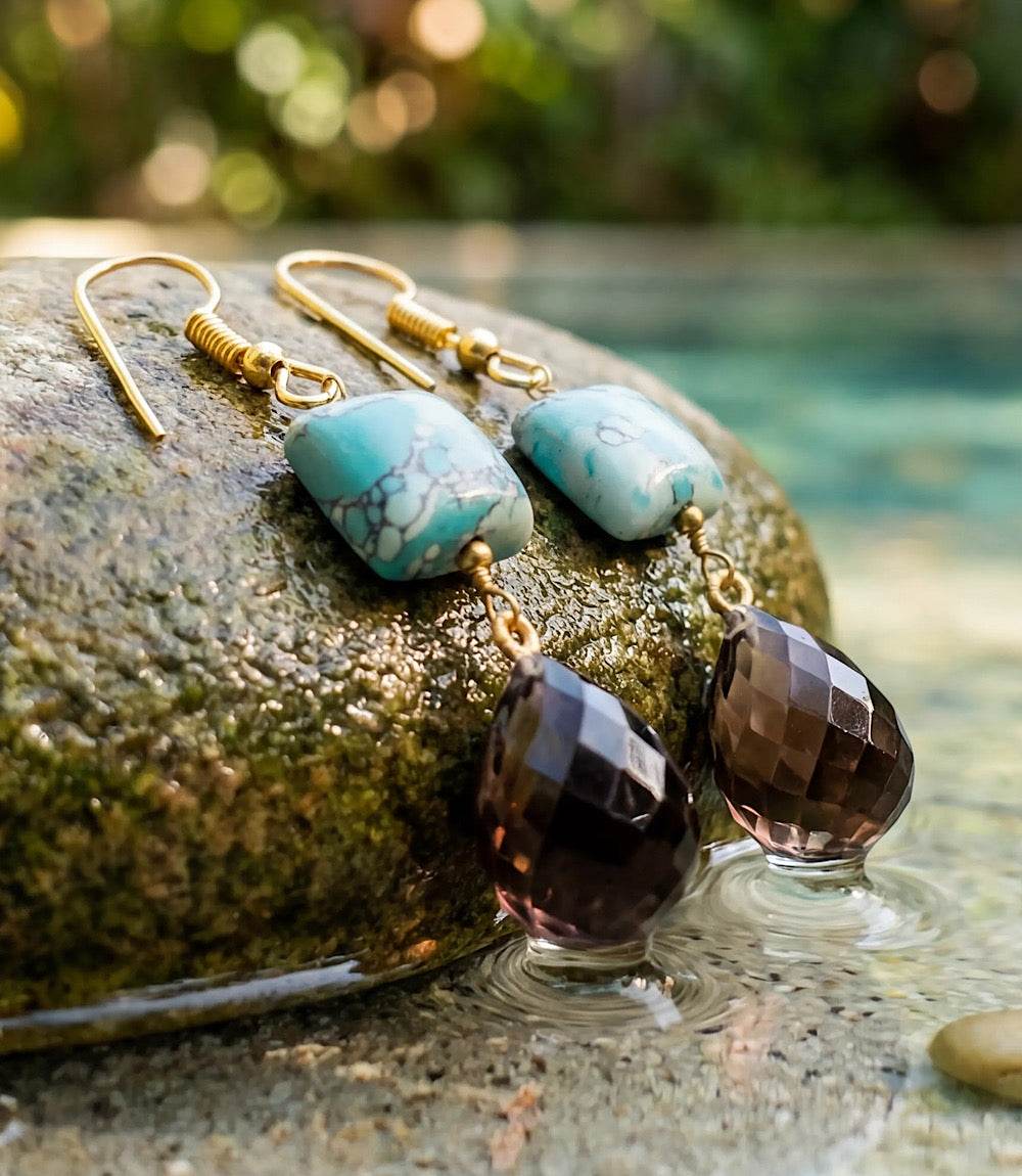 Mixed Turquoise Gemstone Drop Earrings - Image 5