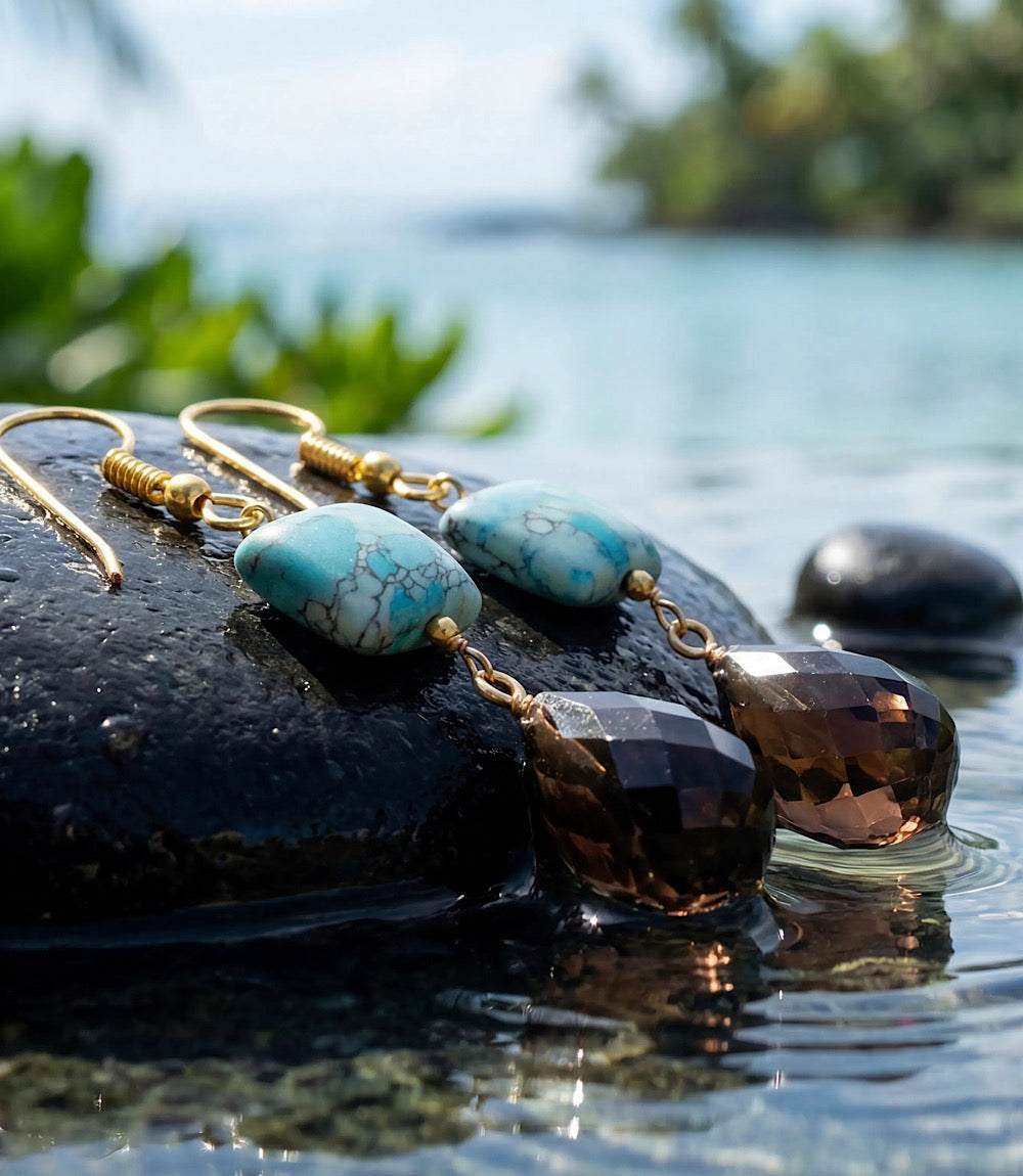 Mixed Turquoise Gemstone Drop Earrings - Image 6