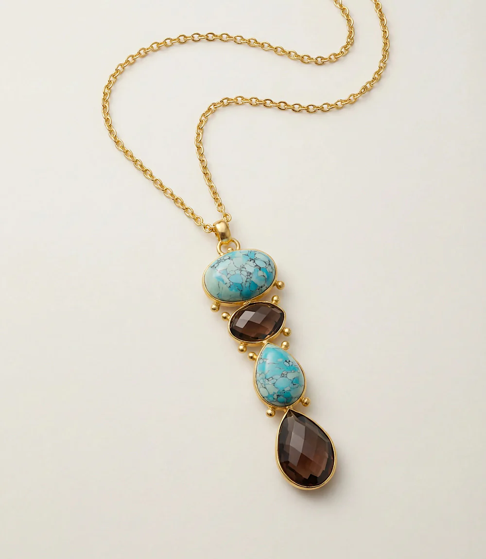 Mixed Turquoise Gemstone Drop Necklace - Image 2