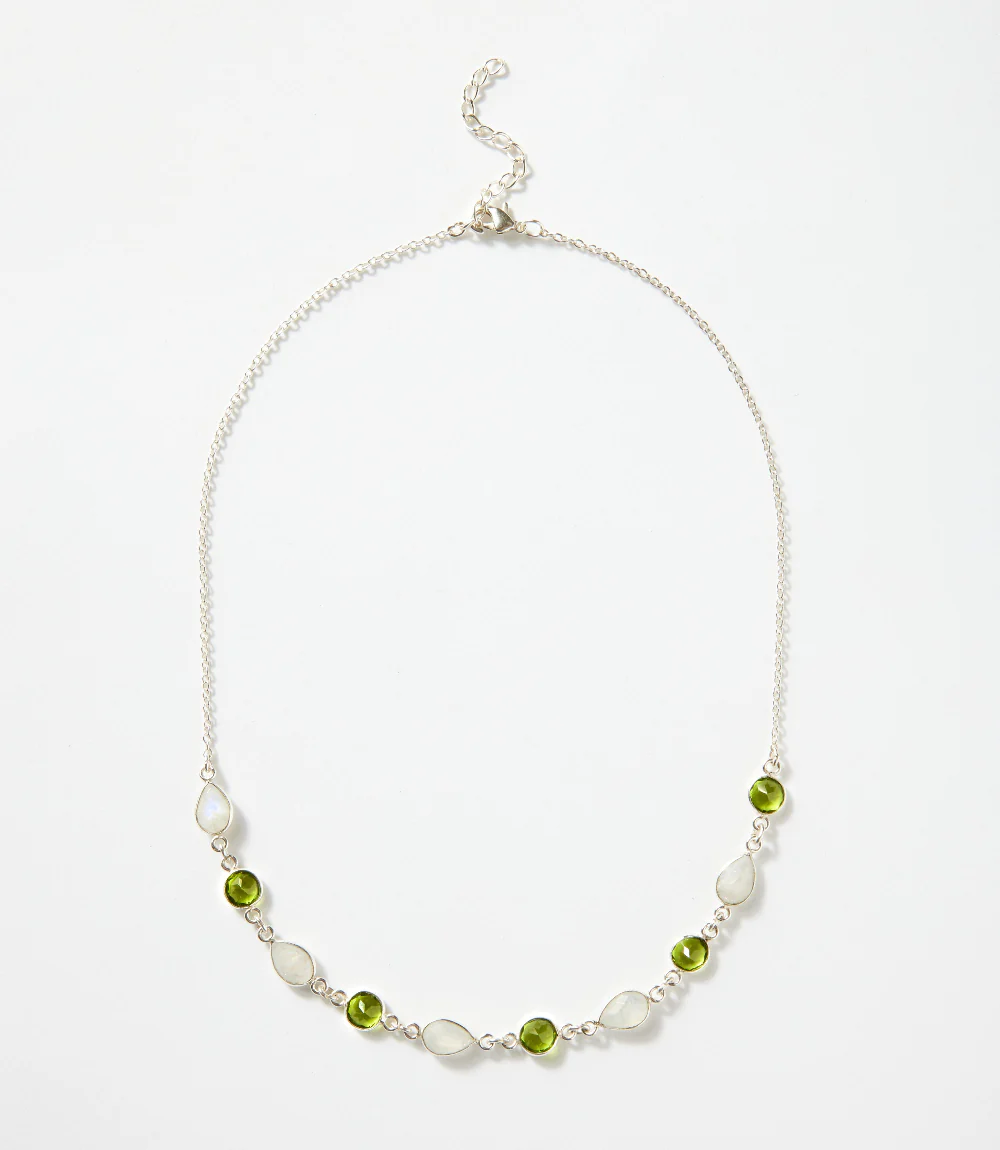 Moonstone And Peridot Station Necklace - Image 3