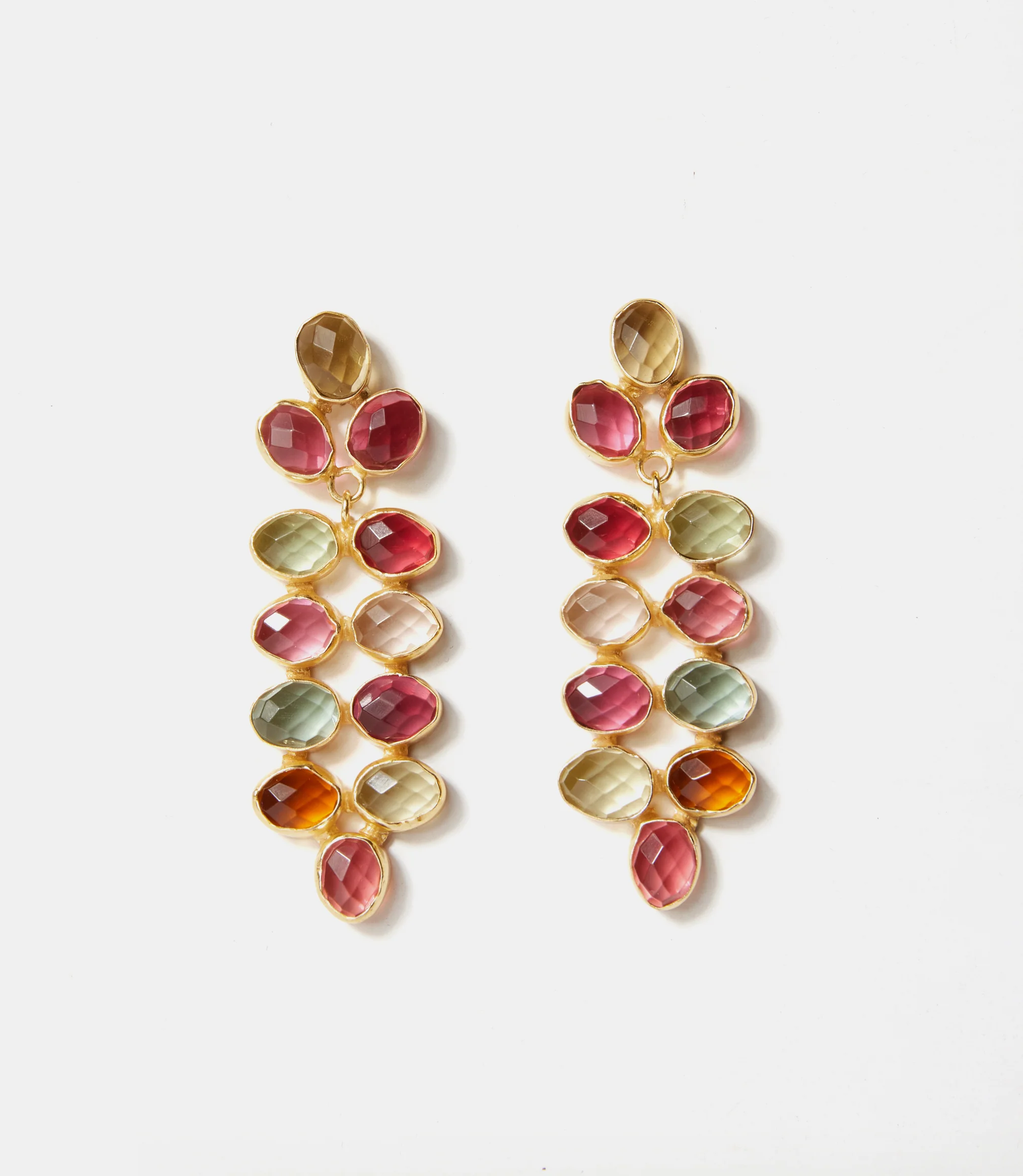 Multi Color Beaded Gemstone Earrings - Image 2