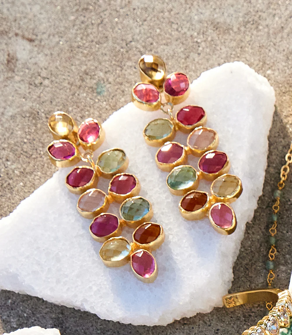 Multi Color Beaded Gemstone Earrings - Image 6