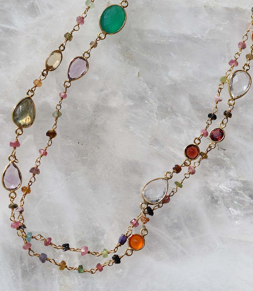 Multi Color Beaded Gemstone Necklace - Image 2