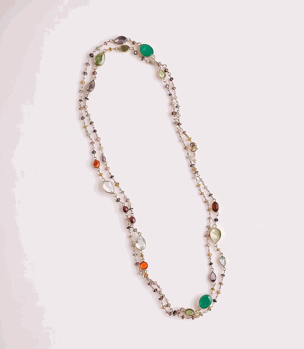Multi Color Beaded Gemstone Necklace - Image 3