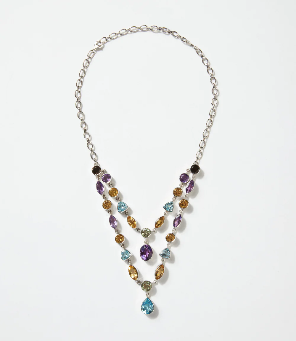 Multi Gemstone Double Strand Necklace - Image 3