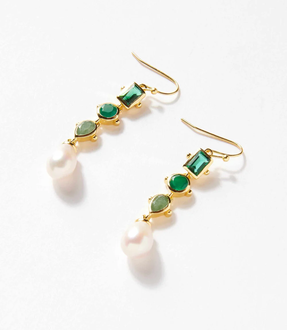 Multi Gemstone Drop Earrings