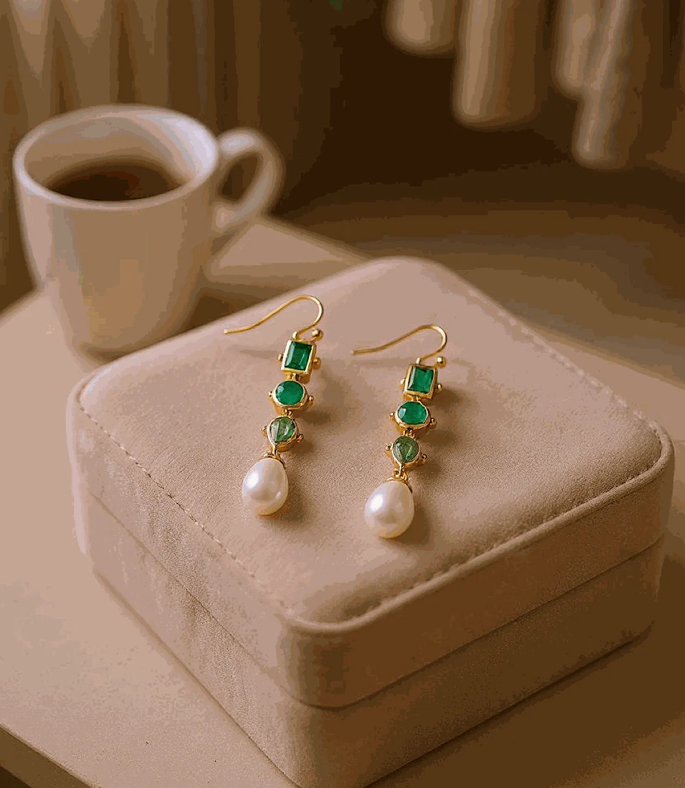 Multi Gemstone Drop Earrings - Image 2