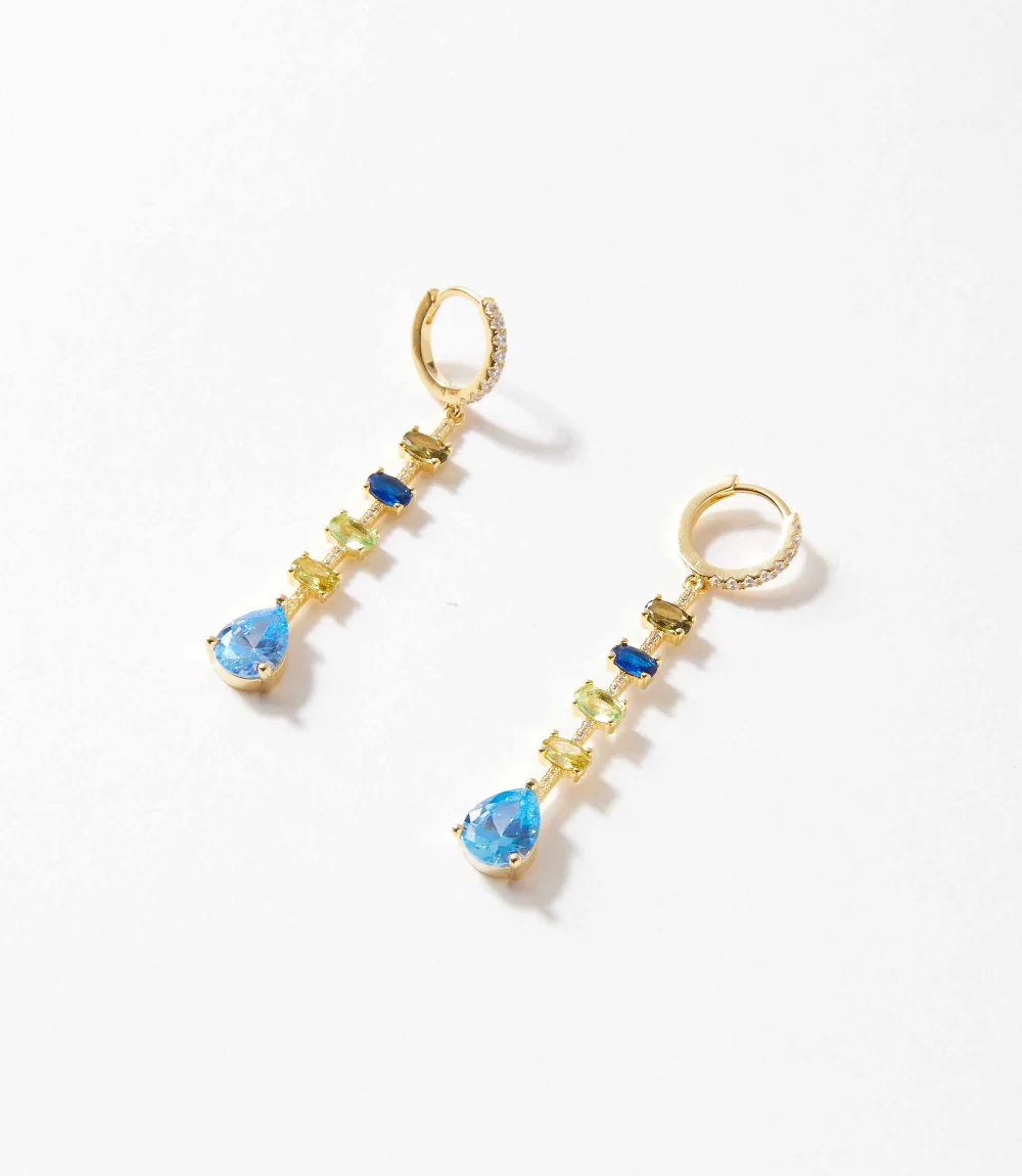 Multi Gemstone Drop Earrings - Image 2