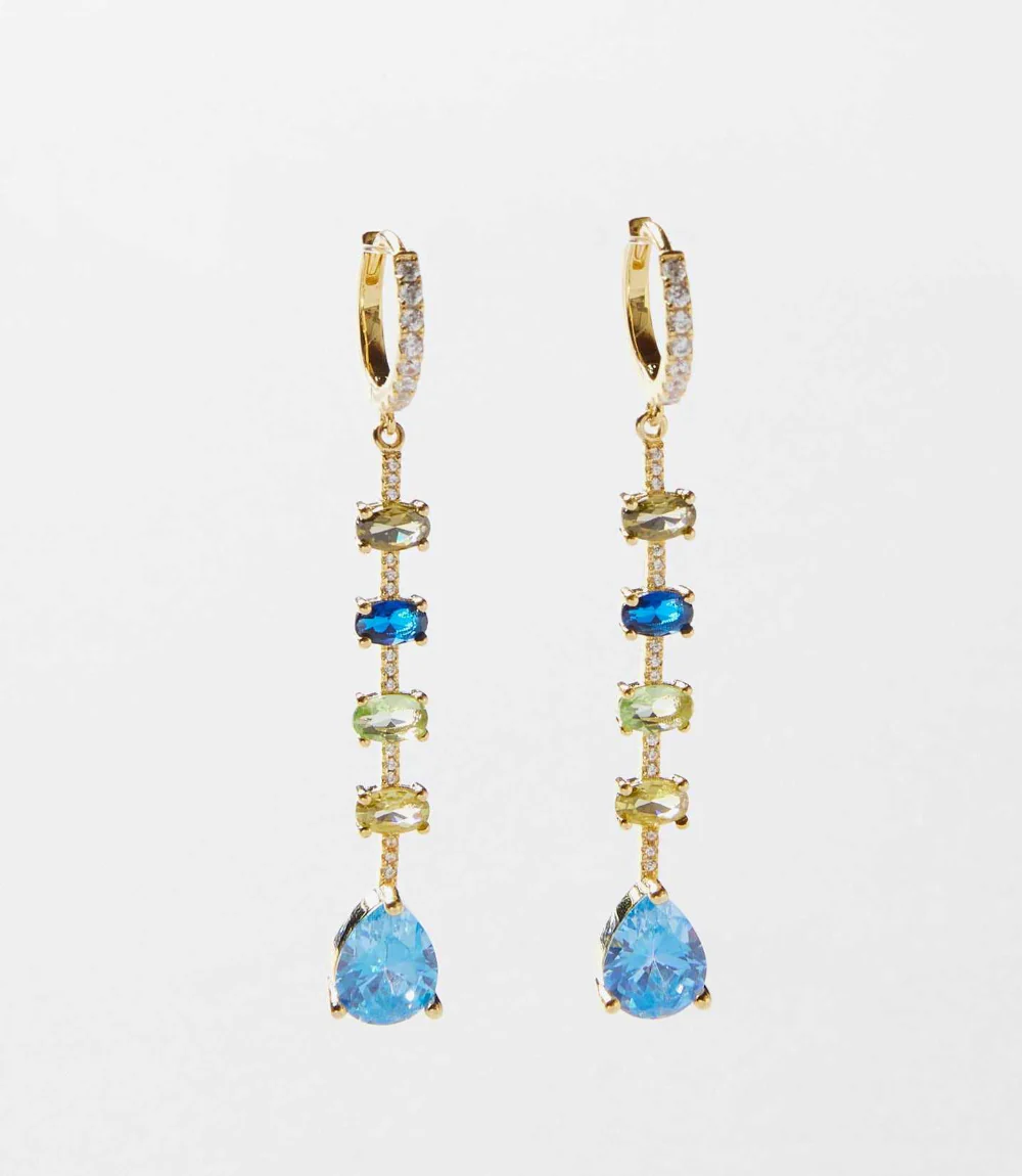 Multi Gemstone Drop Earrings - Image 3