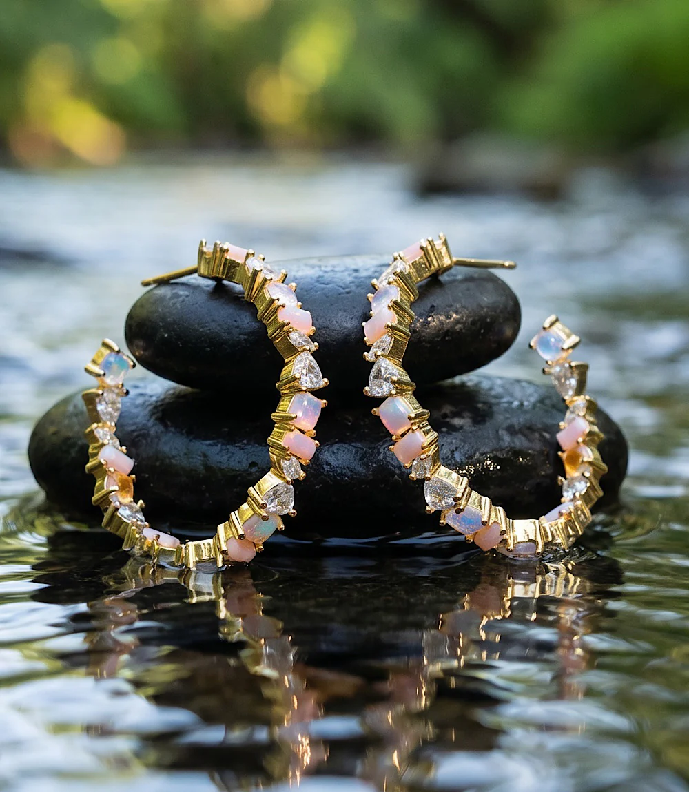 Multi Gemstone Hoop Earrings