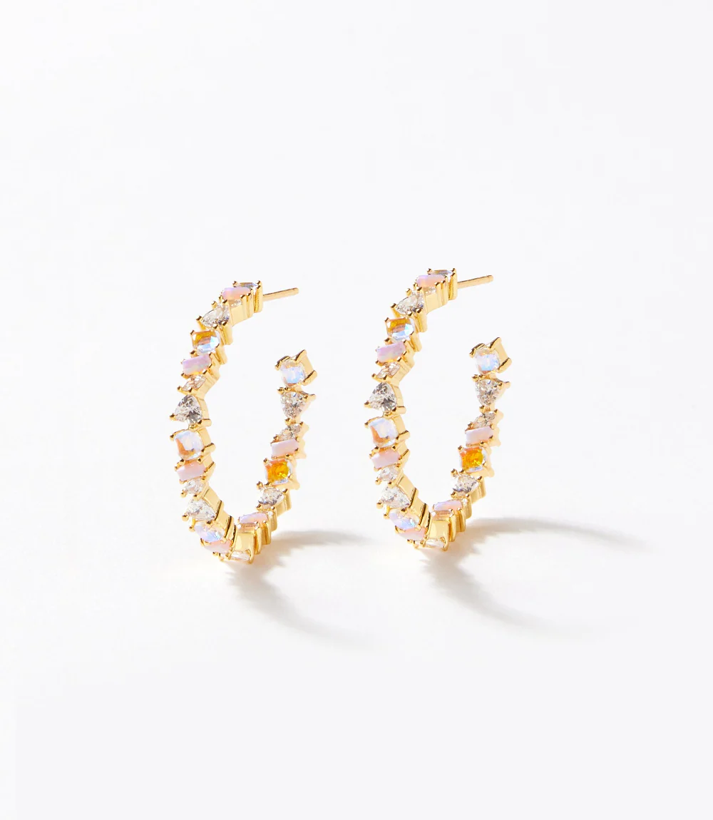 Multi Gemstone Hoop Earrings - Image 2