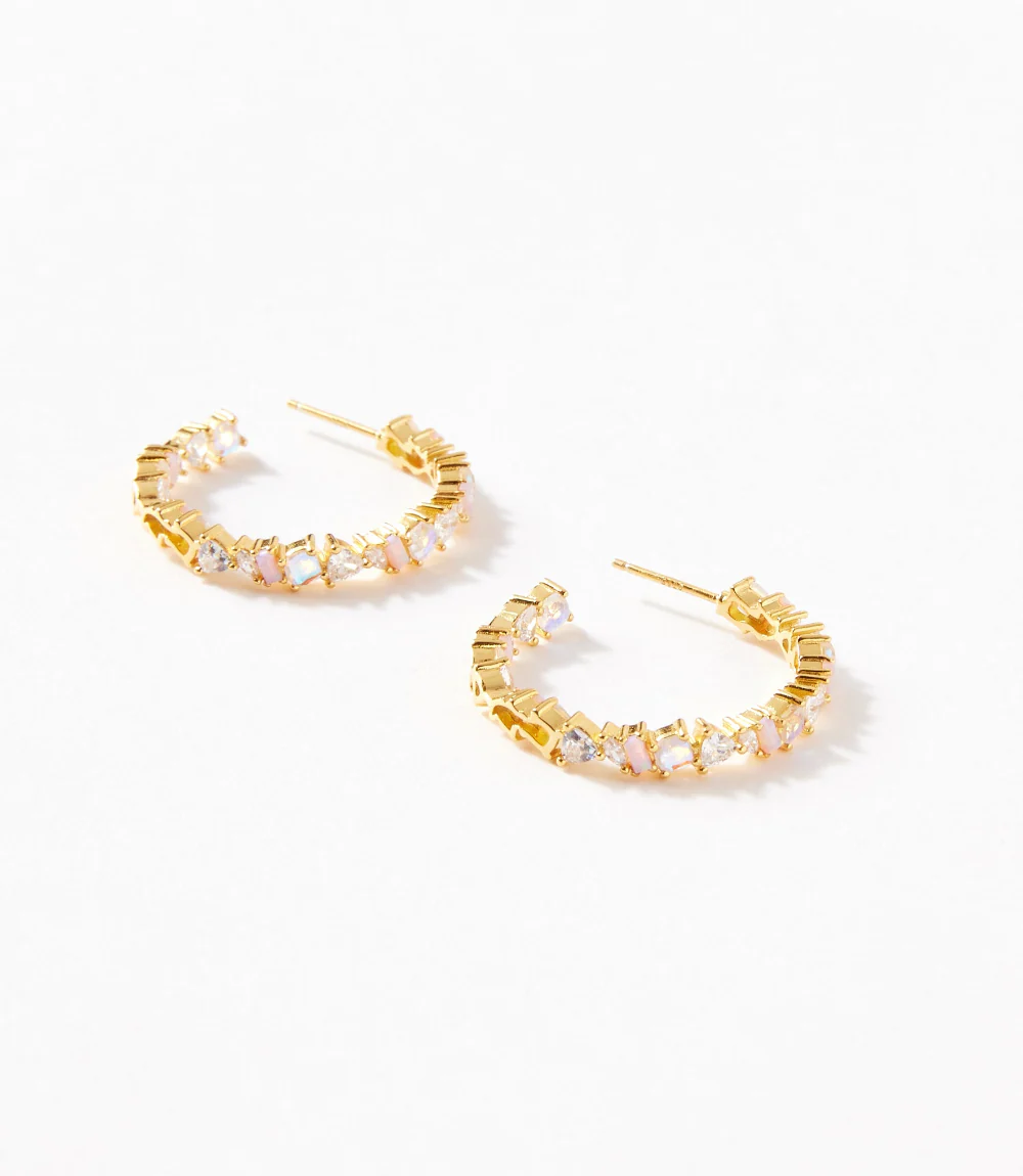 Multi Gemstone Hoop Earrings - Image 4