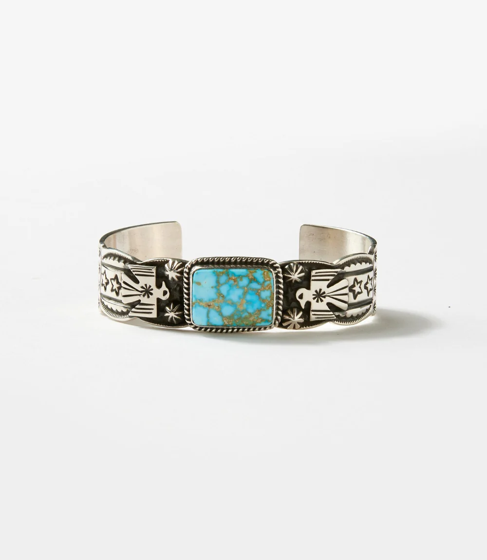 Natural Kingman Turquoise Thunderbird Bracelet - Image 5