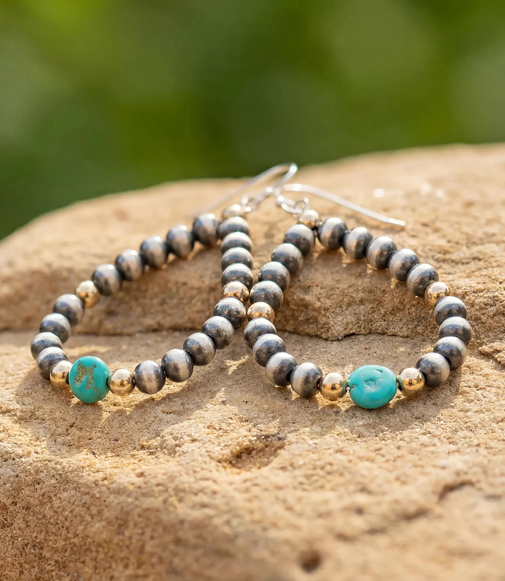 Navajo Pearl And Turquoise Earrings