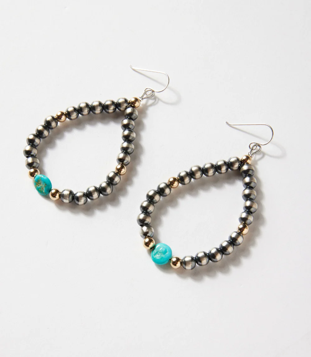 Navajo Pearl And Turquoise Earrings - Image 2