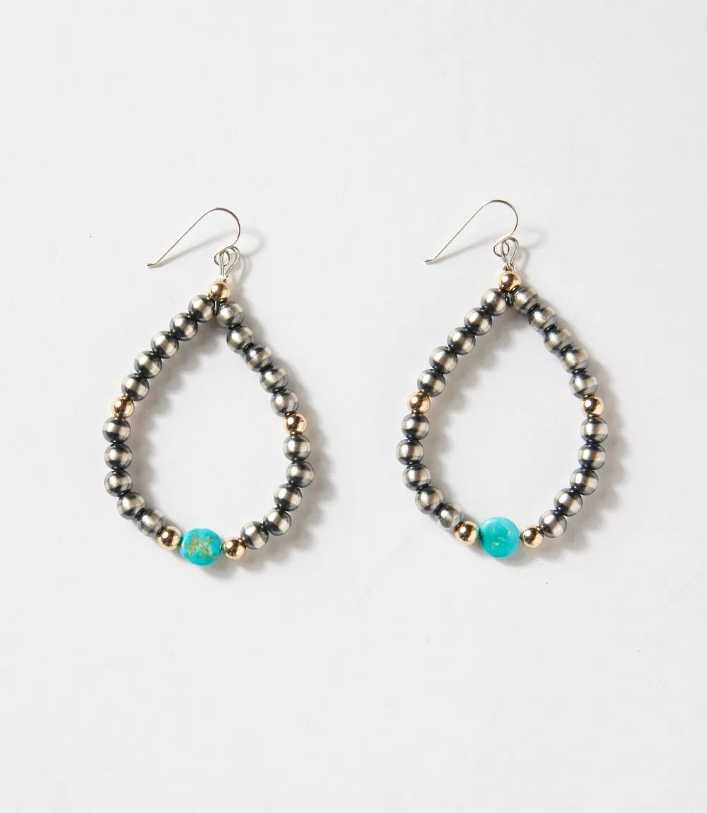 Navajo Pearl And Turquoise Earrings - Image 3