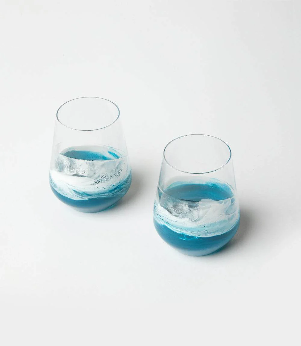 Ocean Waves Wine Glasses, Set Of 2 - Image 2