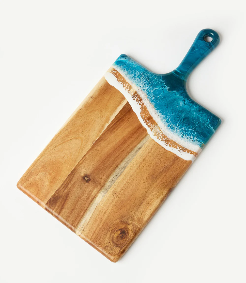Ocean Waves Wooden Tray With Handle - Image 2