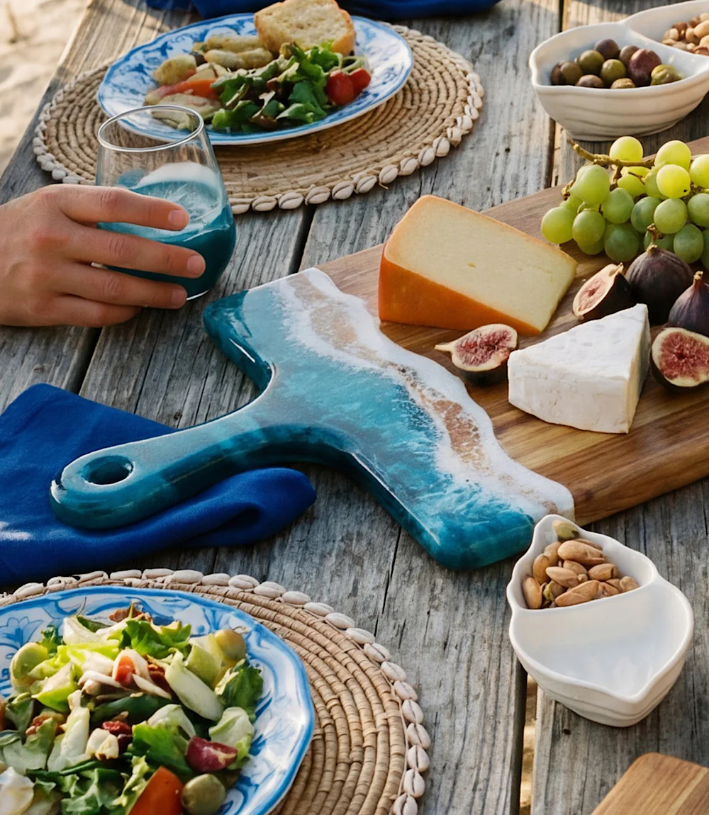 Ocean Waves Wooden Tray With Handle - Image 3