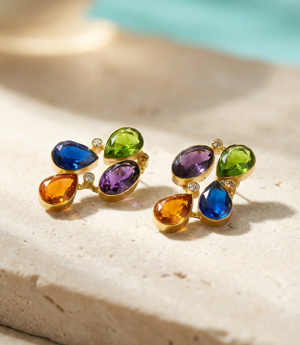 Organic Shape Gemstone Earrings - Image 2