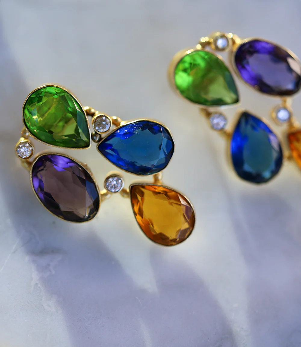 Organic Shape Gemstone Earrings - Image 4