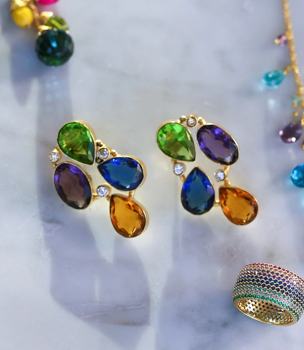 Organic Shape Gemstone Earrings - Image 6